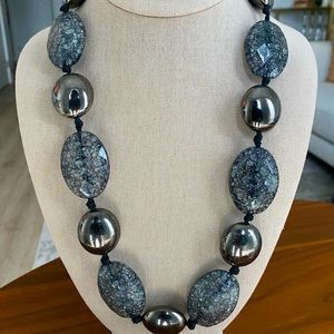 Black and Silver Tie Around Necklace